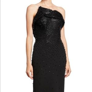 Embroidered black bonded crepe gown from Zac Posen